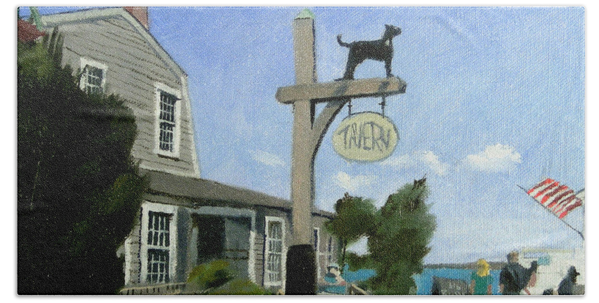 Martha's Vineyard Beach Towel featuring the painting Black Dog Tavern Martha's Vineyard Massachusetts by Christine Hopkins