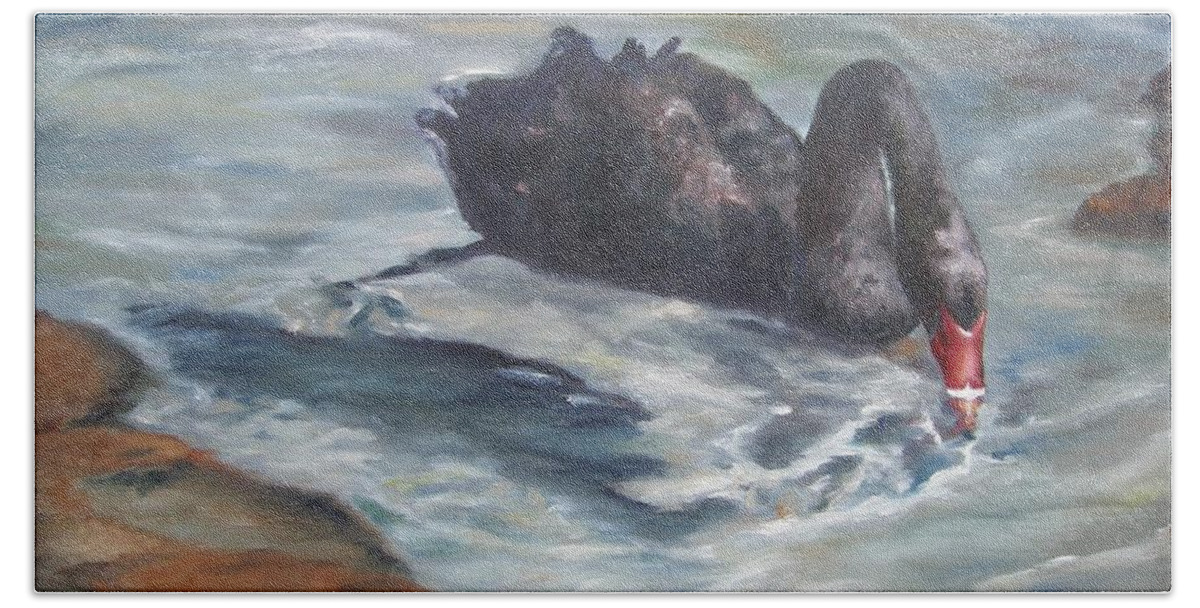 Calm Beach Towel featuring the painting Black Elegance by Lori Brackett