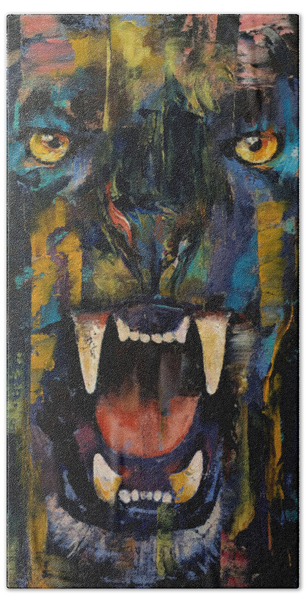 Big Beach Towel featuring the painting Black Panther by Michael Creese
