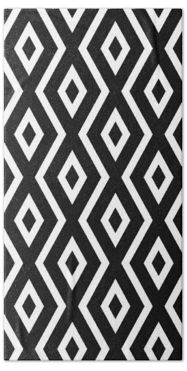 Black And White Beach Towel featuring the mixed media Black and White Pattern by Christina Rollo