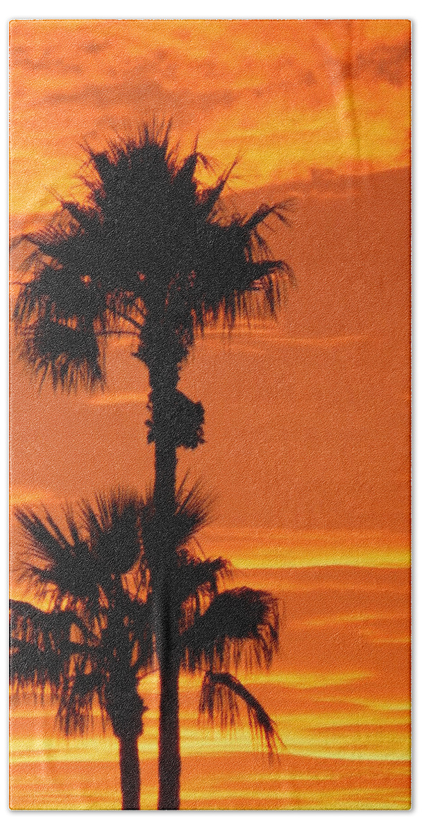 Sunset Beach Towel featuring the photograph Blazing Sunset by Deb Halloran