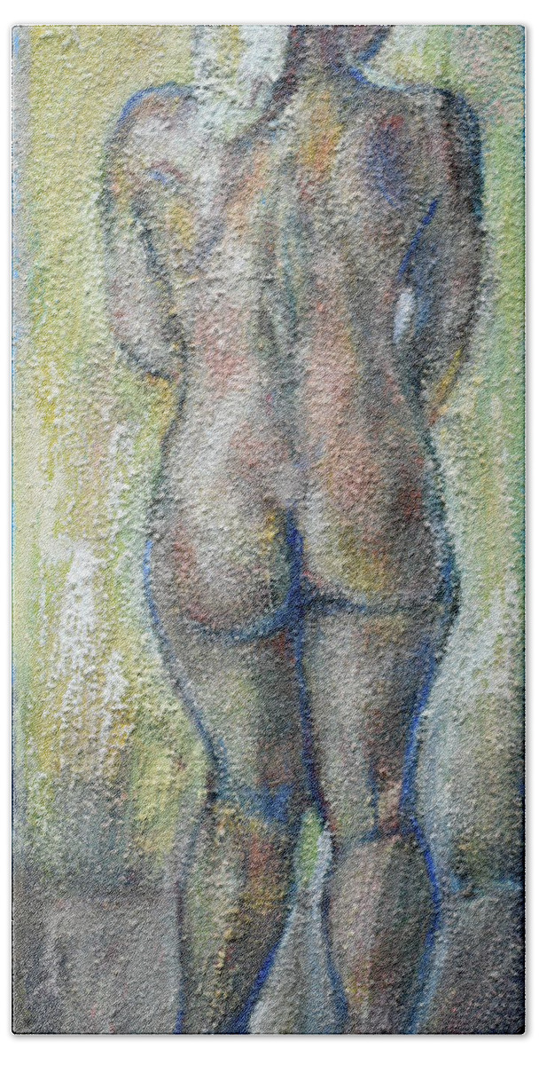 Raija Merila Beach Towel featuring the painting Blond's Back by Raija Merila