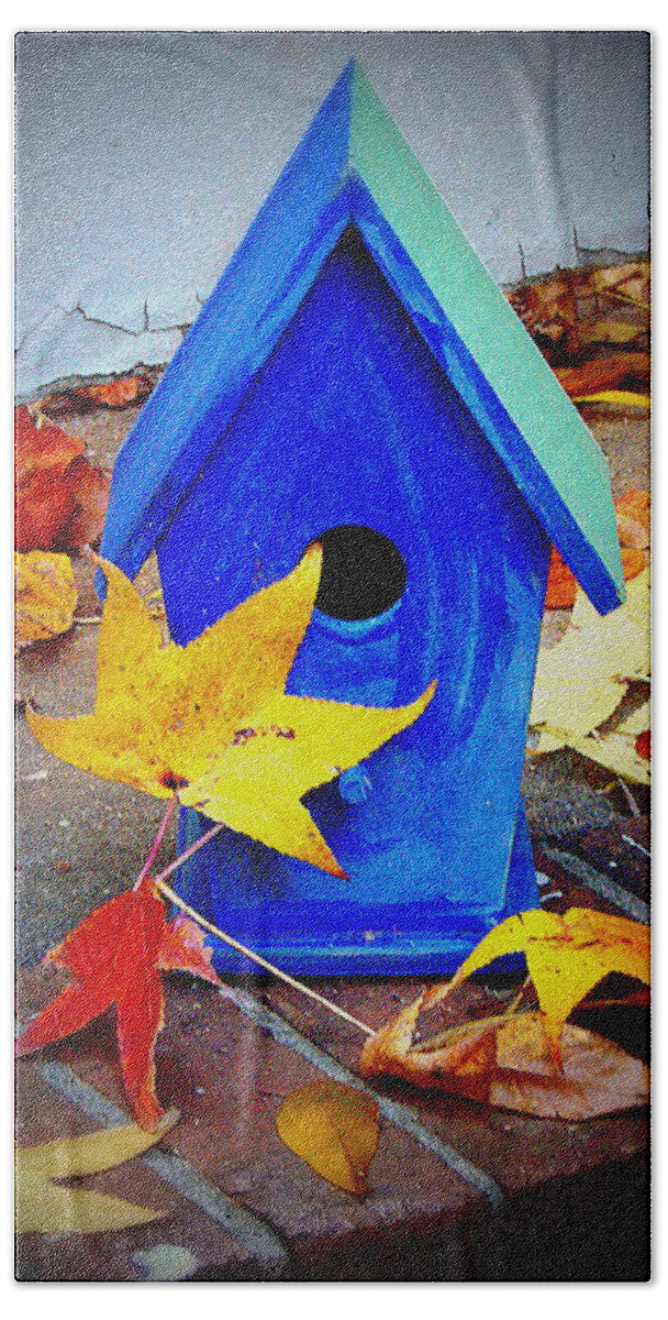 Bird House Beach Towel featuring the photograph Blue Bird House by Rodney Lee Williams