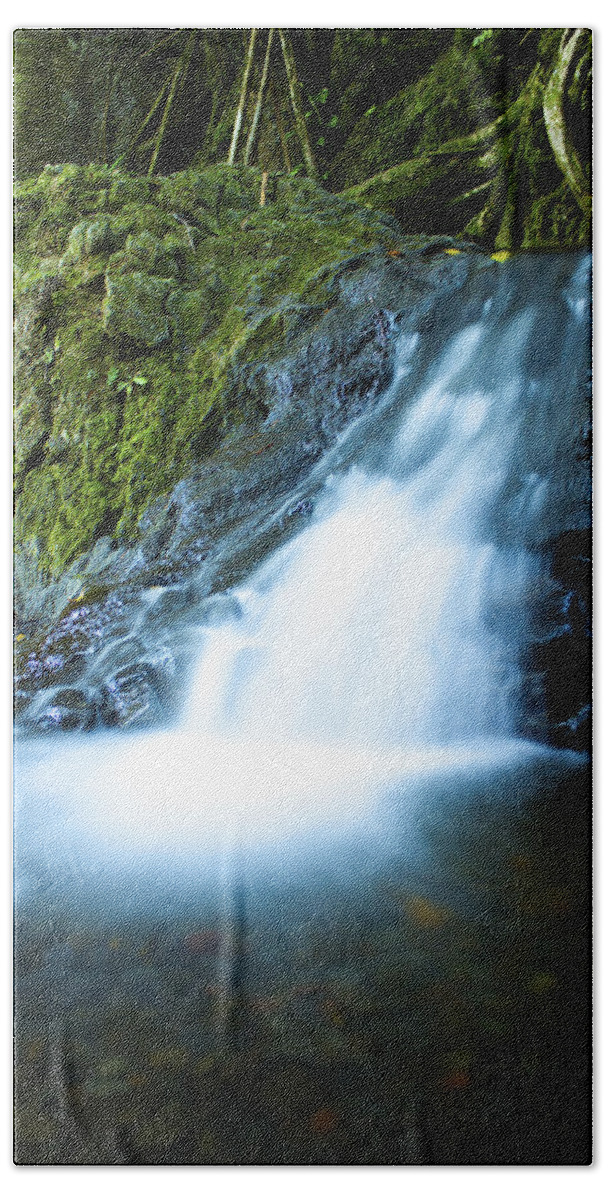 Waterfall Beach Towel featuring the photograph Blue Falls off the Beaten Path by Bryant Coffey