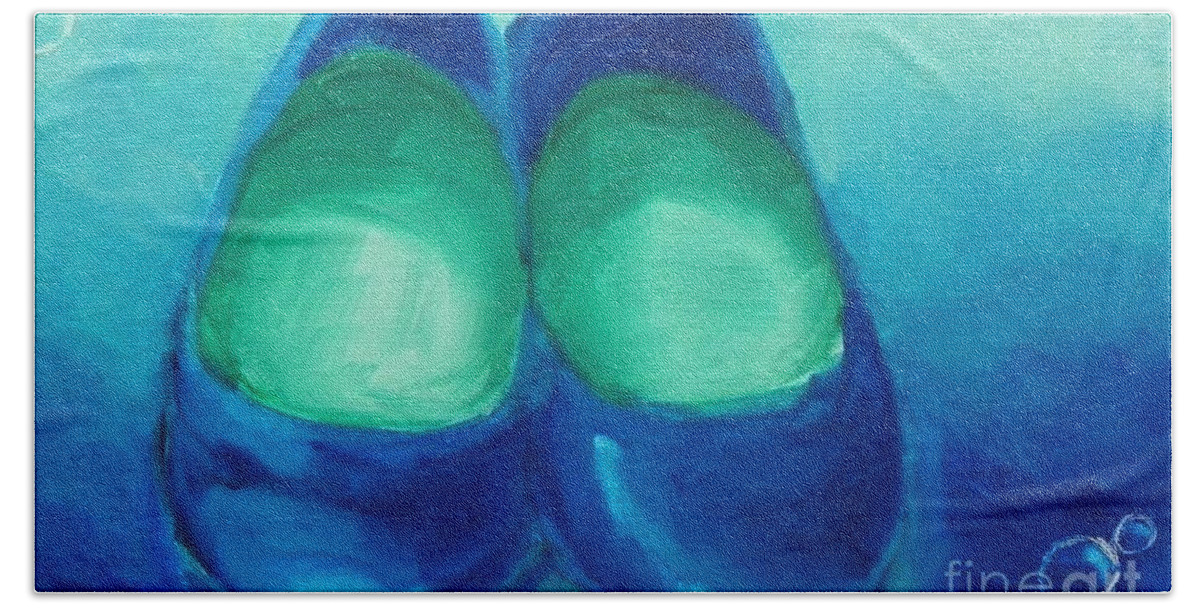 Blue Beach Towel featuring the painting Blue Flats by Marisela Mungia
