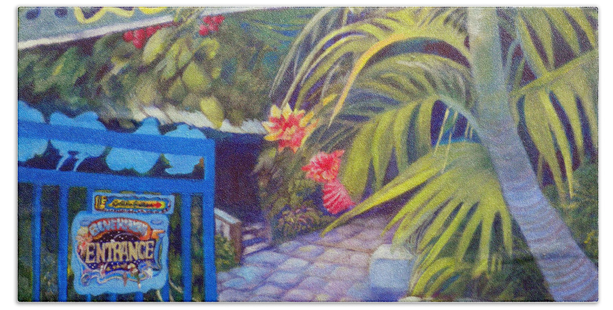  Palm Trees Beach Towel featuring the painting Blue Heaven New View by Kandy Cross