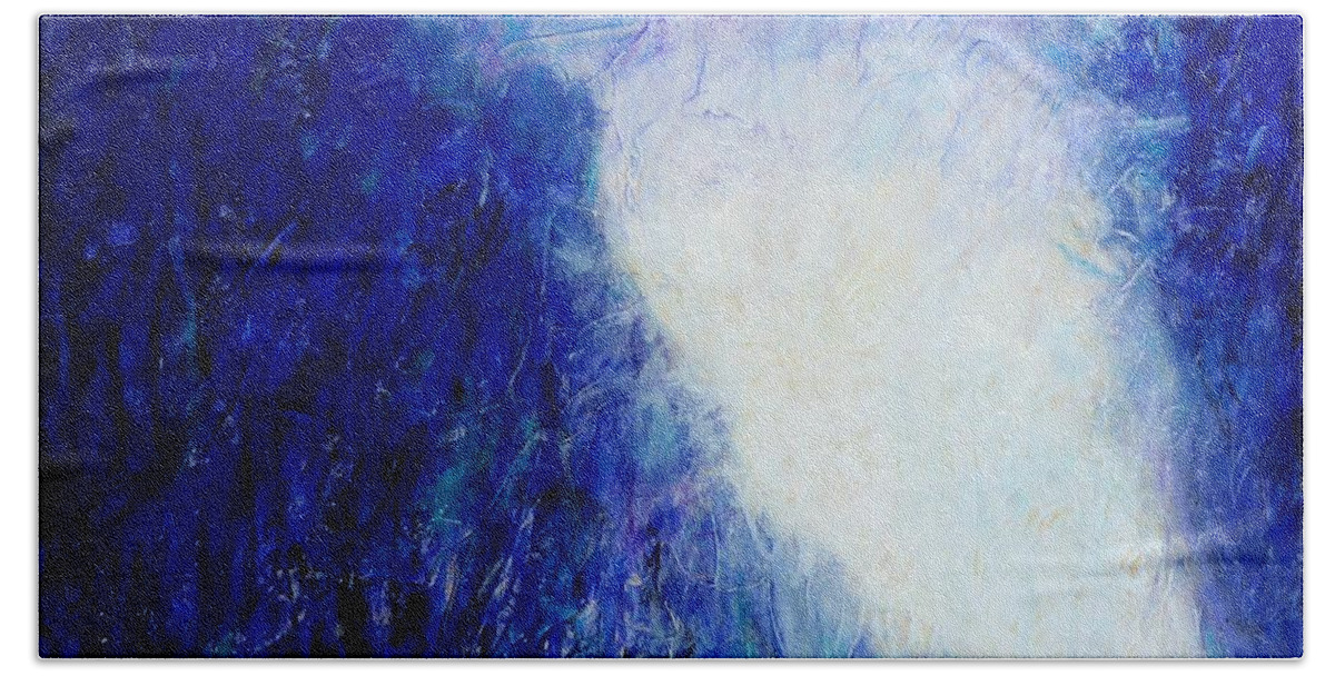 Landscape Beach Sheet featuring the painting Blue Landscape - Abstract by Cristina Stefan