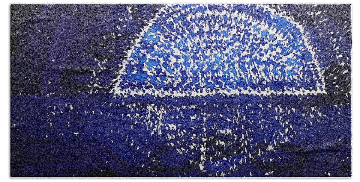 Moon Beach Sheet featuring the painting Blue Moonrise original painting by Sol Luckman