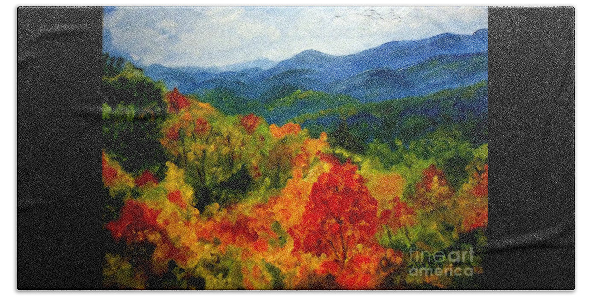 Fall Beach Sheet featuring the painting Blue Ridge Mountains In Fall by Julie Brugh Riffey
