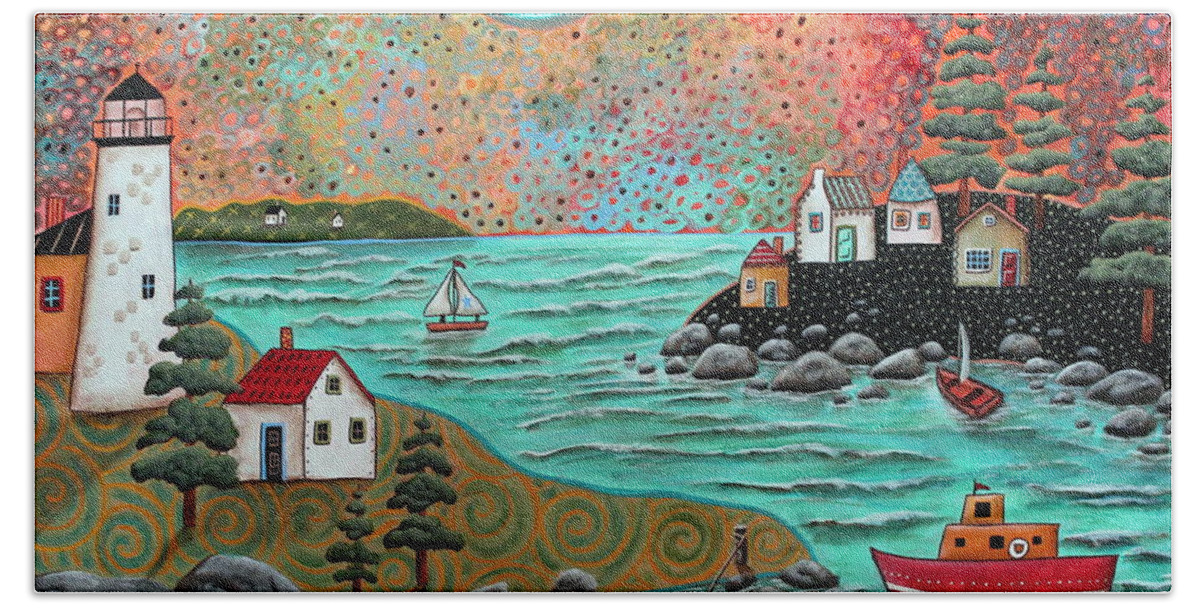 Seascape Beach Towel featuring the painting Blue Sea by Karla Gerard