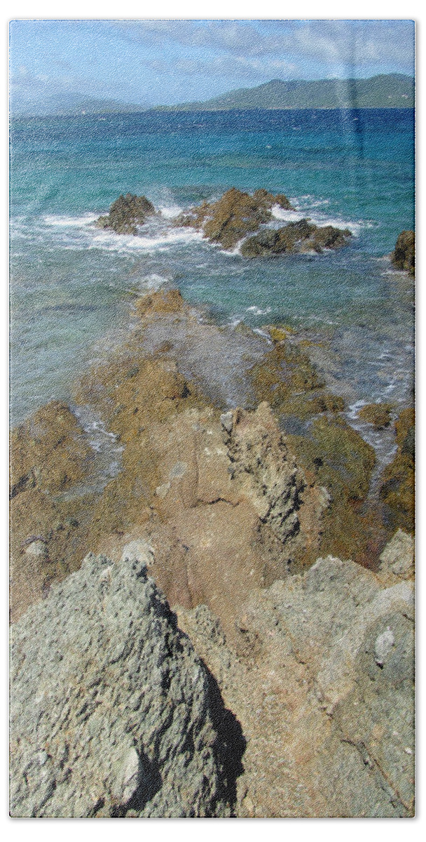 Sapphire Beach Beach Towel featuring the photograph Blue Stone 02 by Pamela Critchlow
