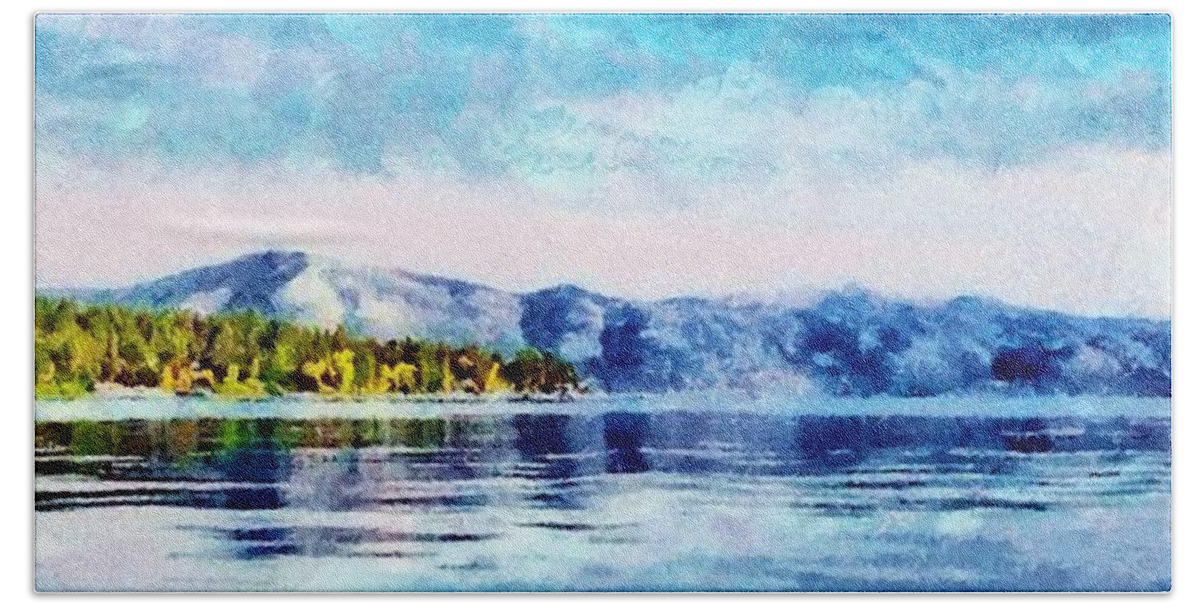 California Beach Sheet featuring the painting Blue Tahoe by Jeffrey Kolker