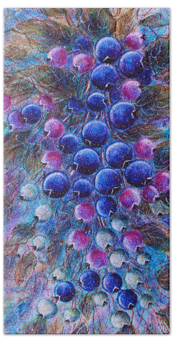 Blueberries Beach Towel featuring the painting Blueberries by Natalie Holland