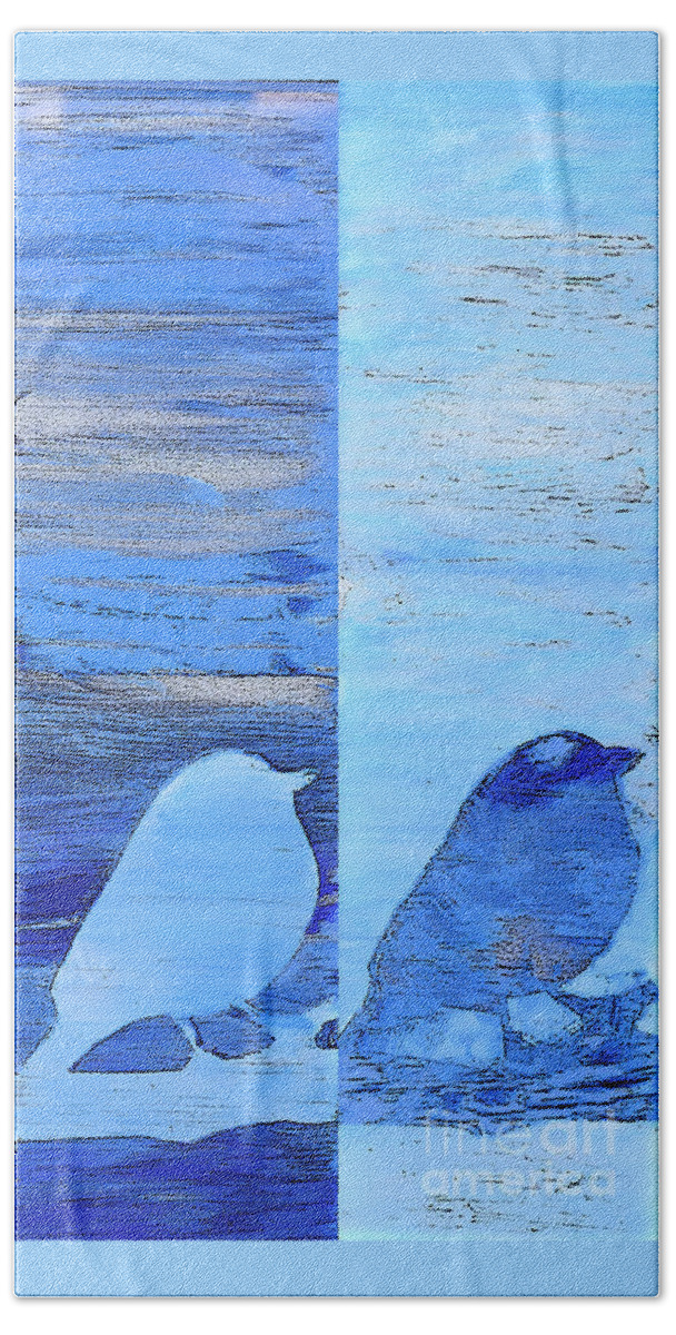 Bluebirds Beach Towel featuring the painting Bluebirds by Shelley Myers