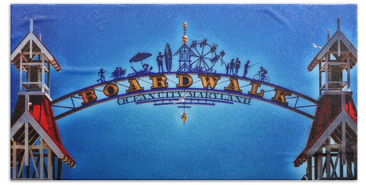 Ocean City Beach Sheet featuring the photograph Boardwalk Arch in Ocean City by Bill Swartwout