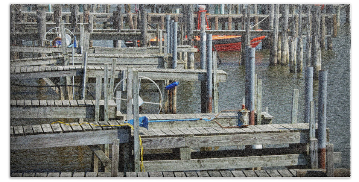 Art Beach Towel featuring the photograph Boat Docks in Lake Macatawa by Randall Nyhof