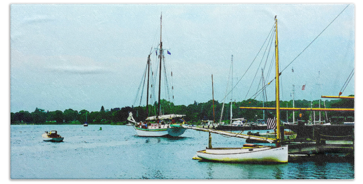 Boat Beach Sheet featuring the photograph Boats on a Calm Sea by Susan Savad