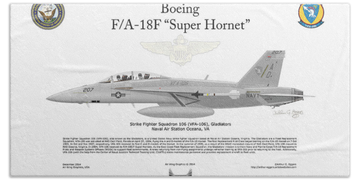 Boeing Beach Towel featuring the digital art Boeing FA-18F Hornet by Arthur Eggers