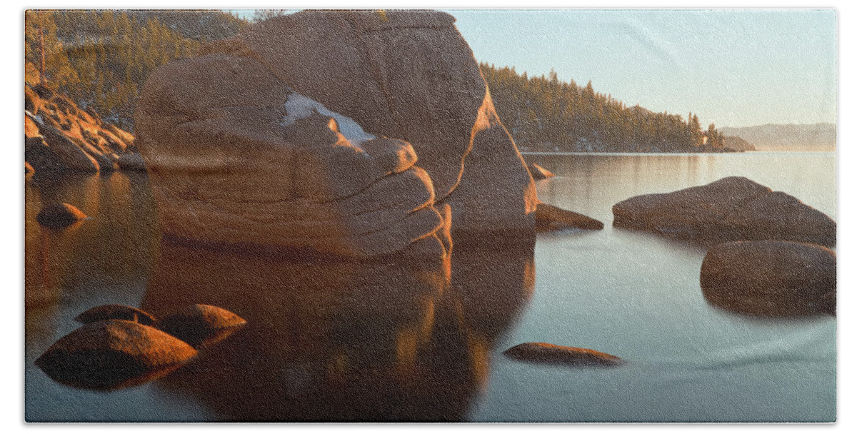 Landscape Beach Sheet featuring the photograph Bonsai Rock by Jonathan Nguyen