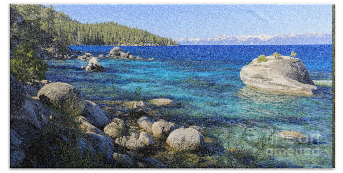 Day Beach Towel featuring the photograph Bonsai Rock Lake Tahoe by Ken Brown