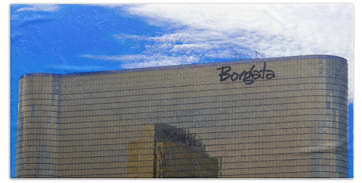 Borgata Beach Towel featuring the mixed media Borgata by Trish Tritz