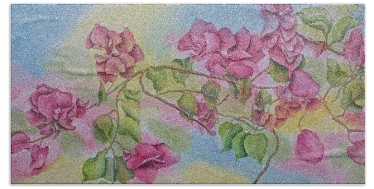 Bougainvillea Beach Towel featuring the painting Bougainvillea Dream by Heather Gallup