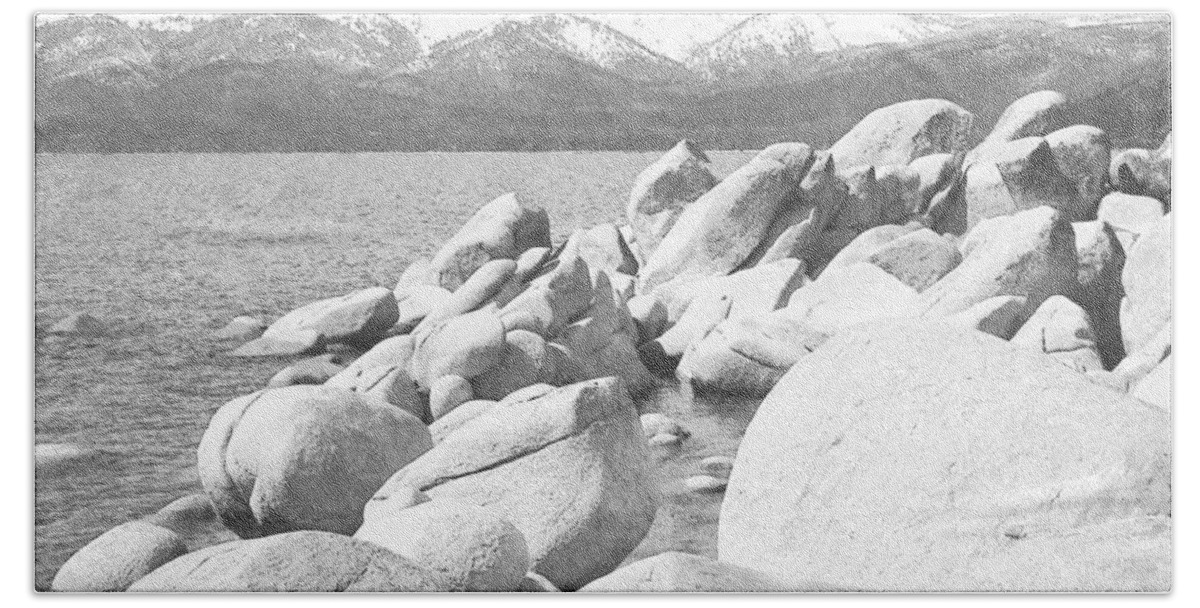Lake Tahoe Beach Towel featuring the photograph Boulder Shore on Lake Tahoe by Frank Wilson