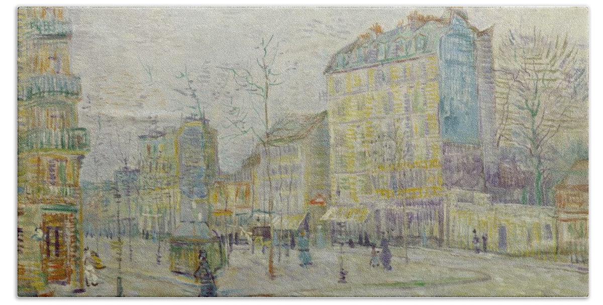 1887 Beach Towel featuring the painting Boulevard de Clichy by Vincent van Gogh