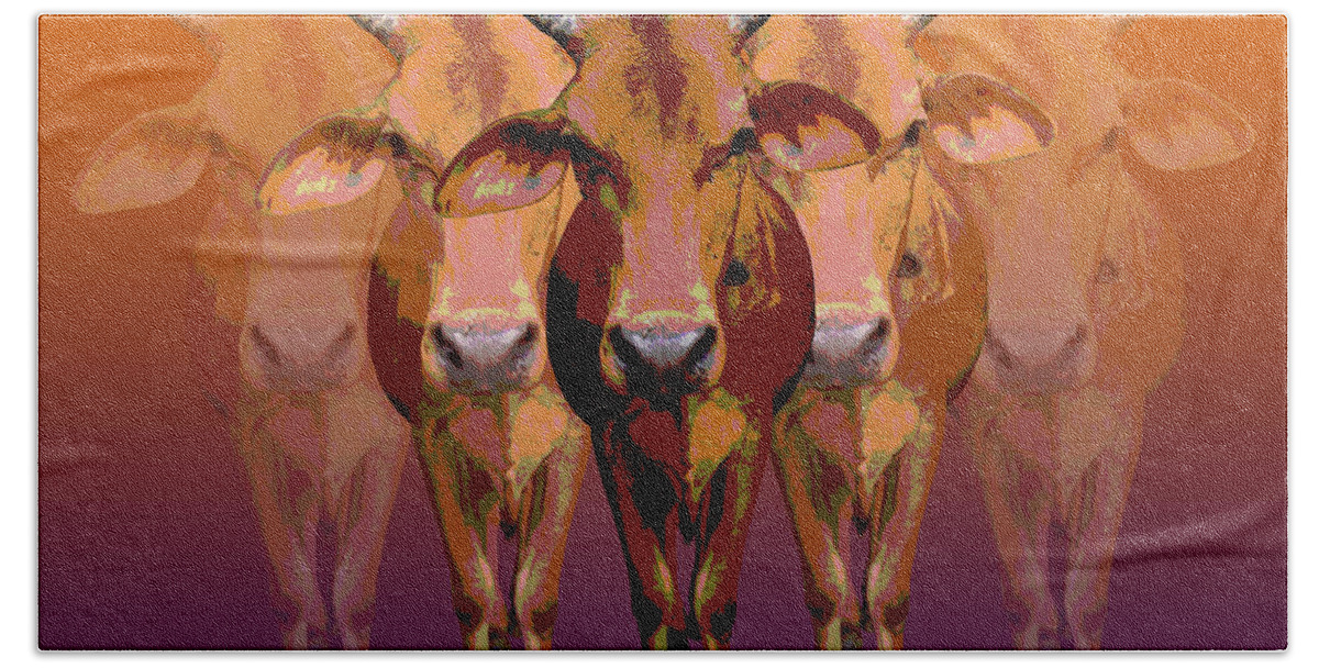 Cattle Beach Sheet featuring the digital art Brahman cow by Jean luc Comperat