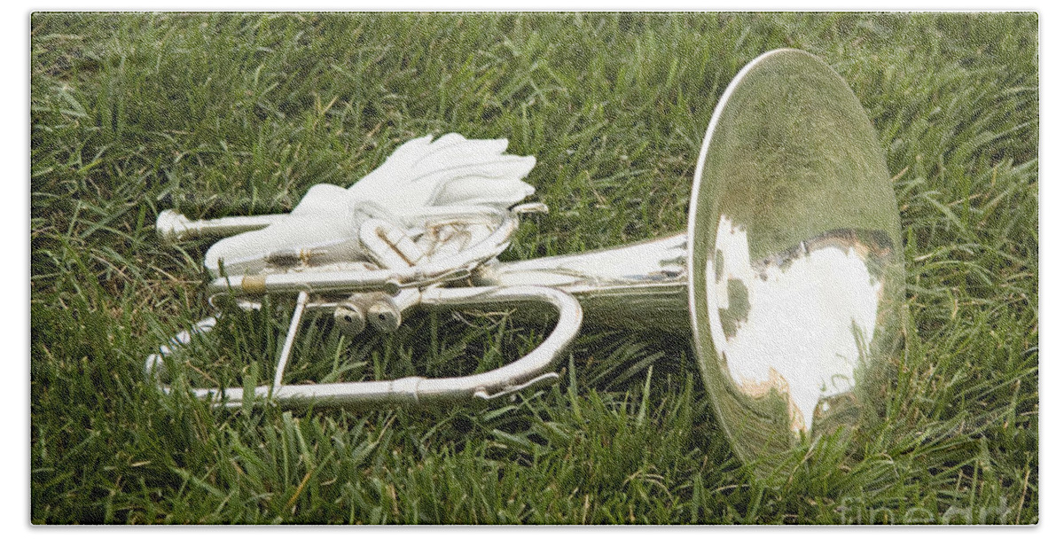 Brass Instrument Beach Sheet featuring the photograph Brass in Grass by Carol Lynn Coronios