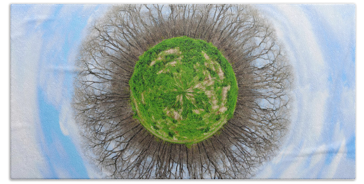 Wright Beach Towel featuring the photograph Brazos Trees Wee Planet by Paulette B Wright