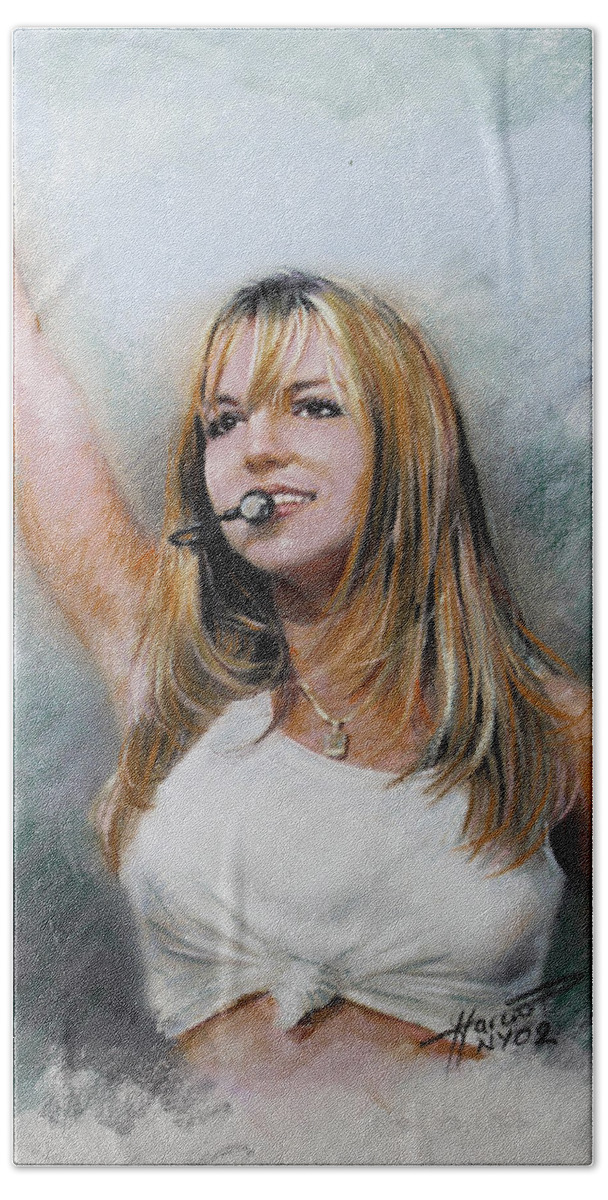  Recording Artist Beach Sheet featuring the drawing Britney Spears by Viola El
