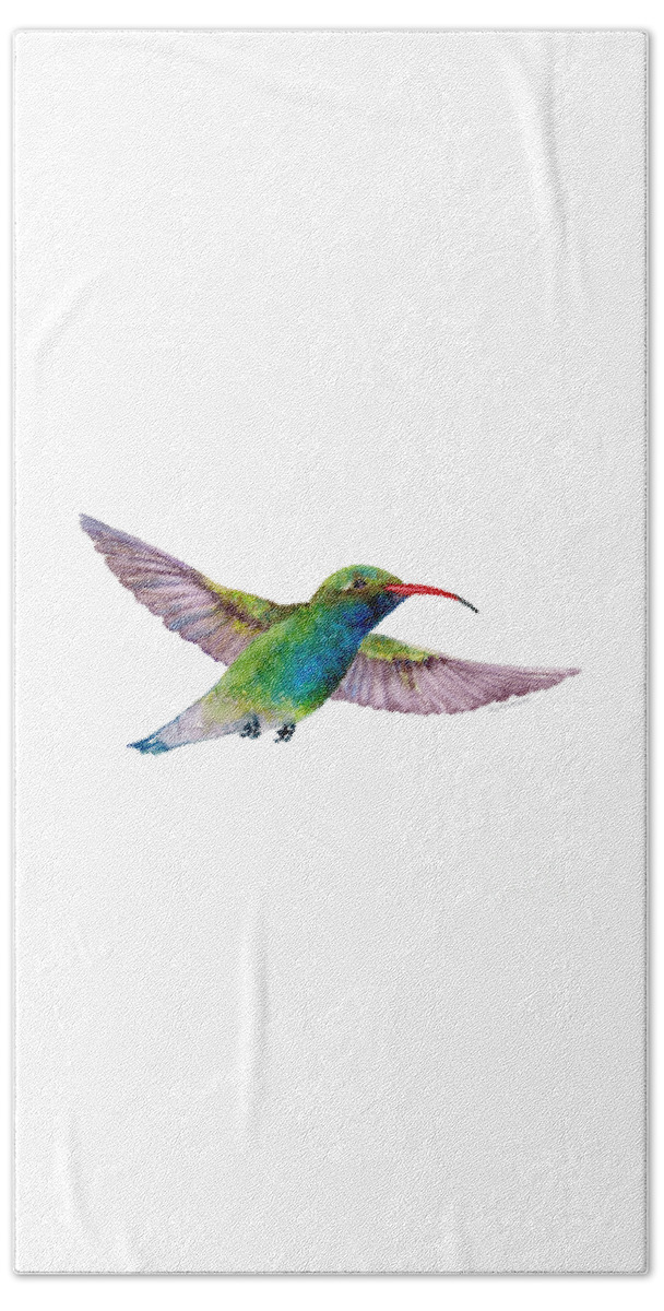 Bird Beach Towel featuring the painting Broad Billed Hummingbird by Amy Kirkpatrick