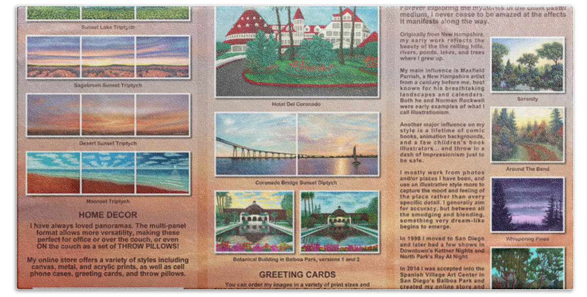 Brochure Beach Towel featuring the pastel Brochure 2015 - Interior by Michael Heikkinen