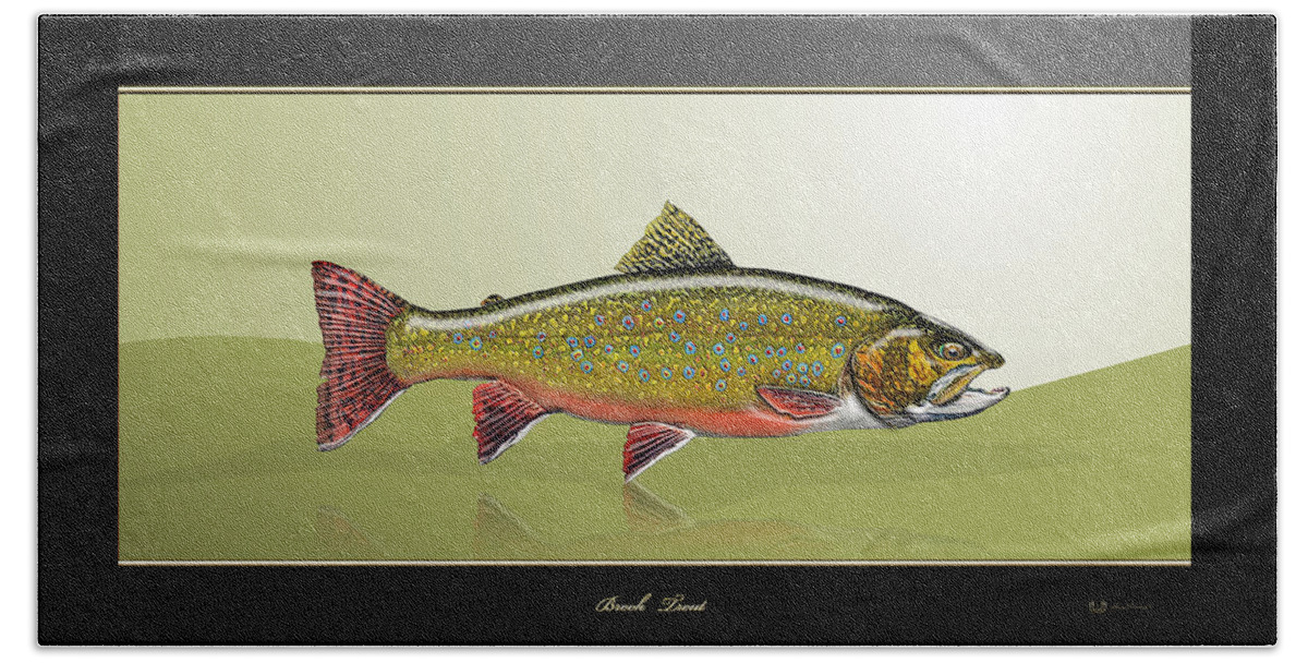 'fishing Corner' Collection By Serge Averbukh Beach Towel featuring the digital art Brook Trout by Serge Averbukh