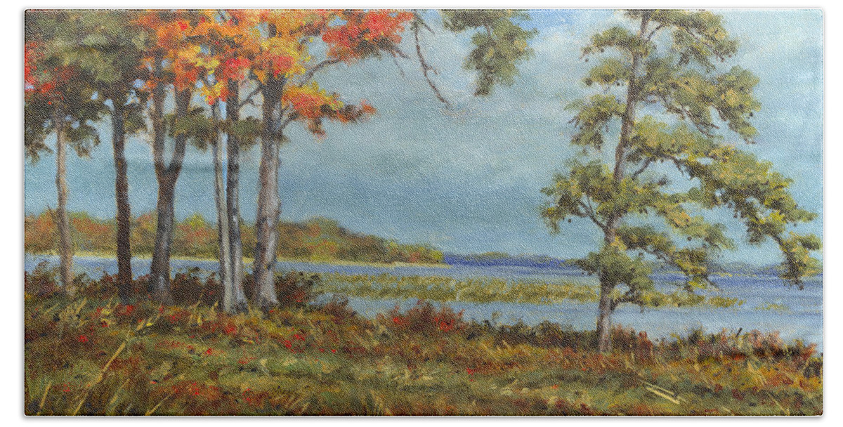 Autumn Beach Towel featuring the painting Browns Bay by Richard De Wolfe