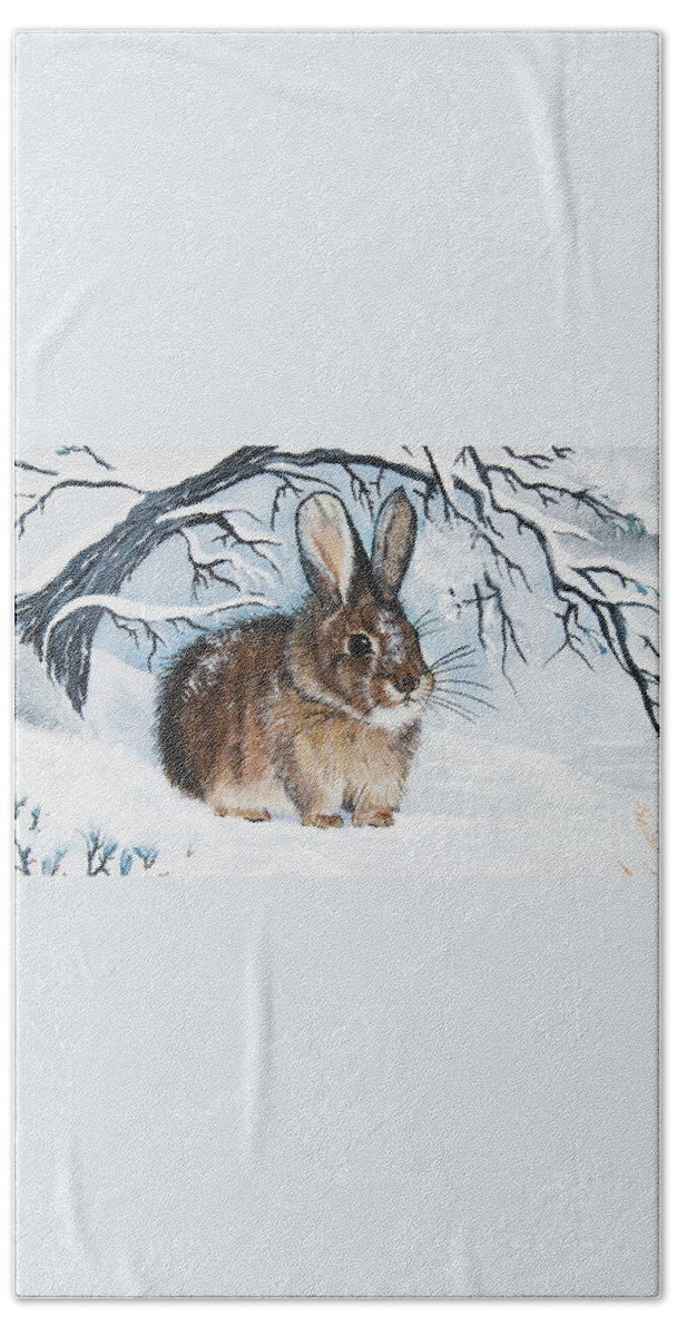 Bunny Beach Sheet featuring the painting Brrrr Bunny by Jennifer Lake