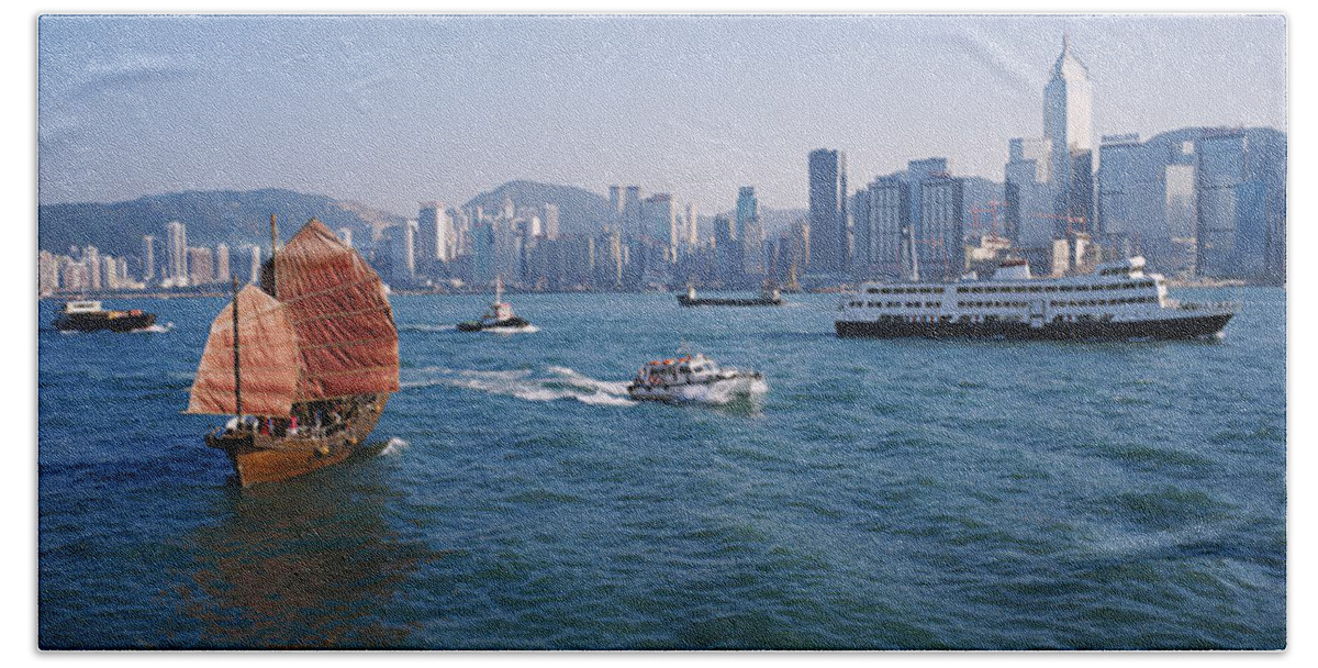 Photography Beach Towel featuring the photograph Buildings On The Waterfront, Kowloon by Panoramic Images