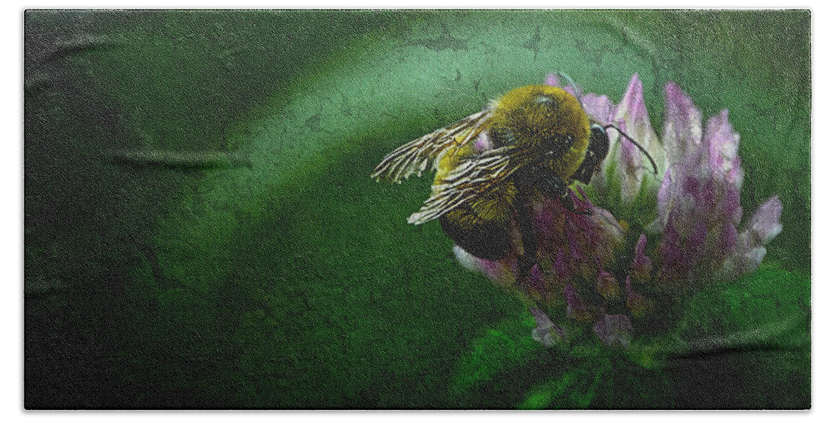 Bumble Bee Beach Towel featuring the photograph Bumble Bee Tattered Wings Art 2 by Lesa Fine