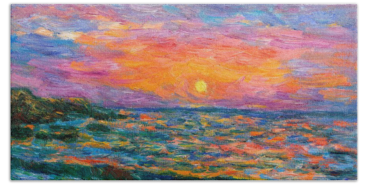 Ocean Beach Towel featuring the painting Burning Shore by Kendall Kessler