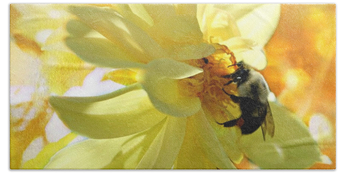 Bumble Bee Beach Towel featuring the photograph Busy Bumble Bee by Judy Palkimas