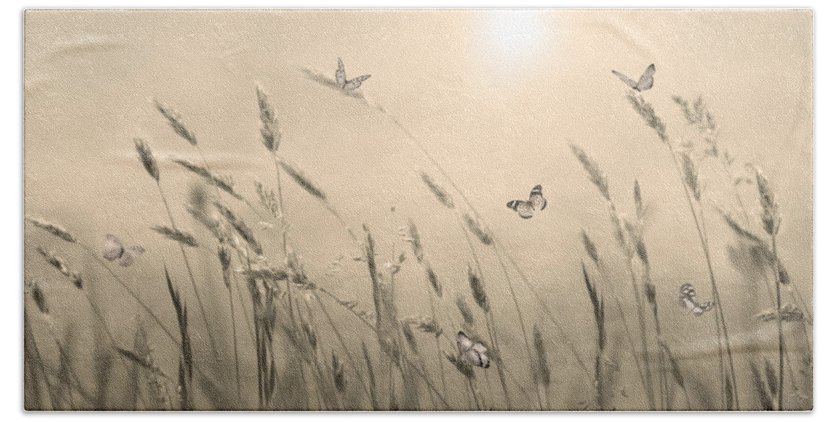 Butterflies Beach Towel featuring the digital art Butterflies by Nina Bradica