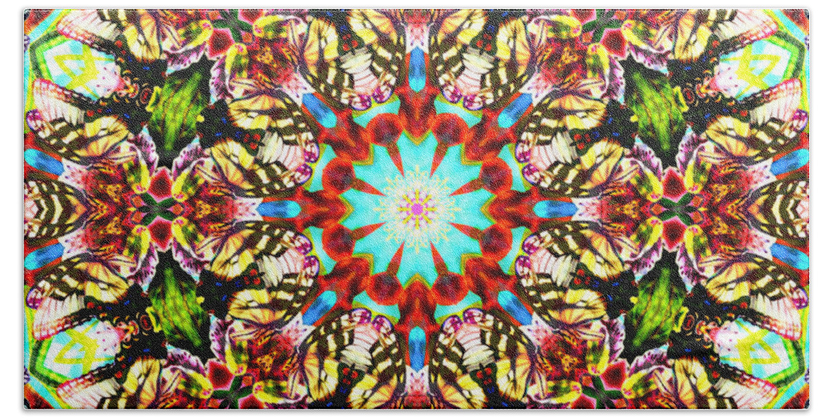 Kaleidoscope Beach Towel featuring the digital art Butterfly Ball No 4 by Charmaine Zoe