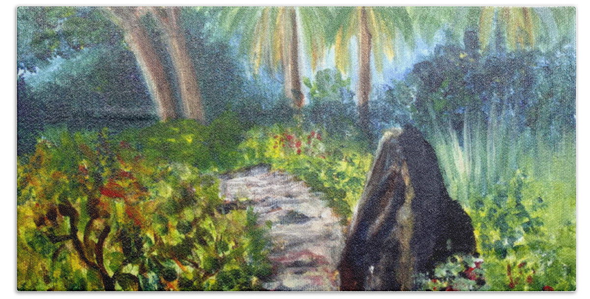 Art Beach Sheet featuring the painting Butterfly Garden at Gumbo Limbo by Donna Walsh