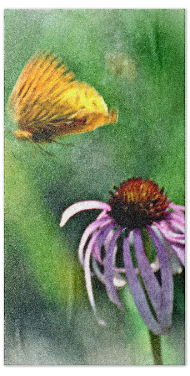Butterfly Beach Towel featuring the photograph Butterfly In Flight by Marty Koch