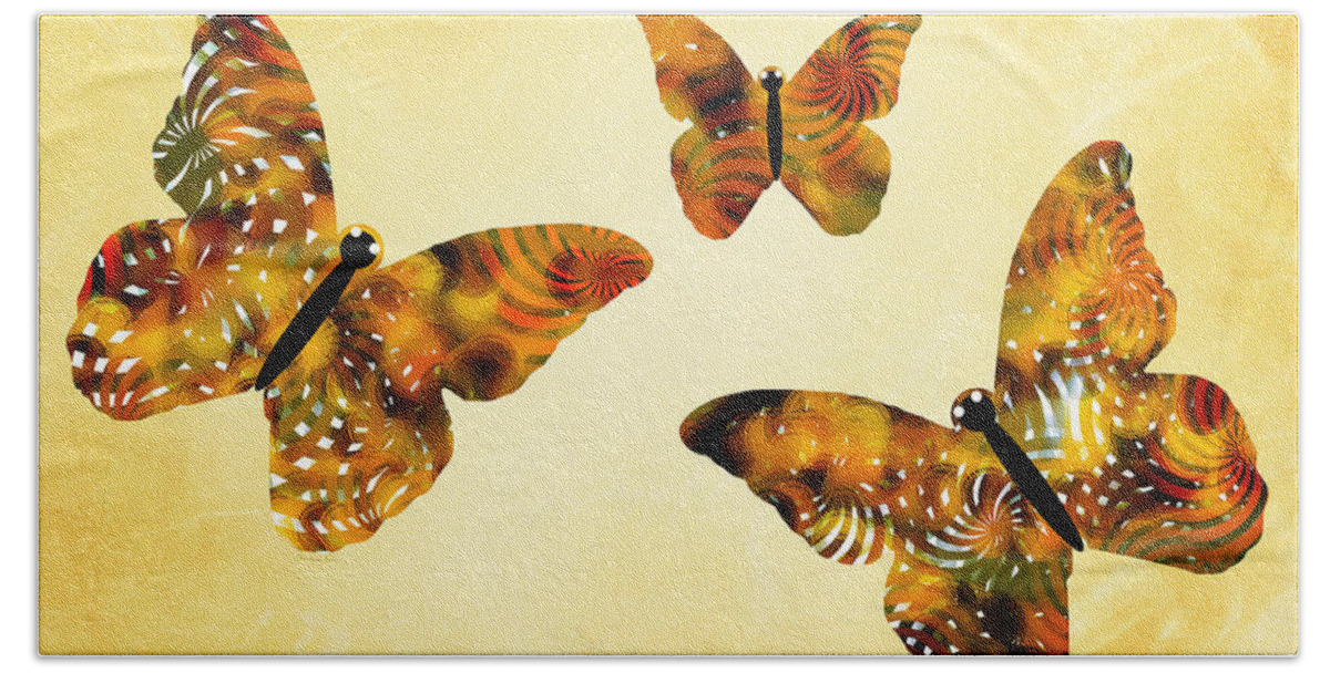 Butterfly Beach Towel featuring the mixed media Butterfly Kisses by Christina Rollo