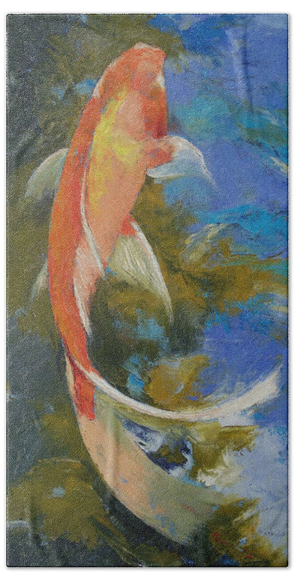 Painting Beach Towel featuring the painting Butterfly Koi Painting by Michael Creese