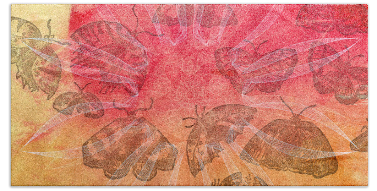 Butterfly Beach Towel featuring the digital art Butterfly Letterpress Watercolor by Kyle Hanson