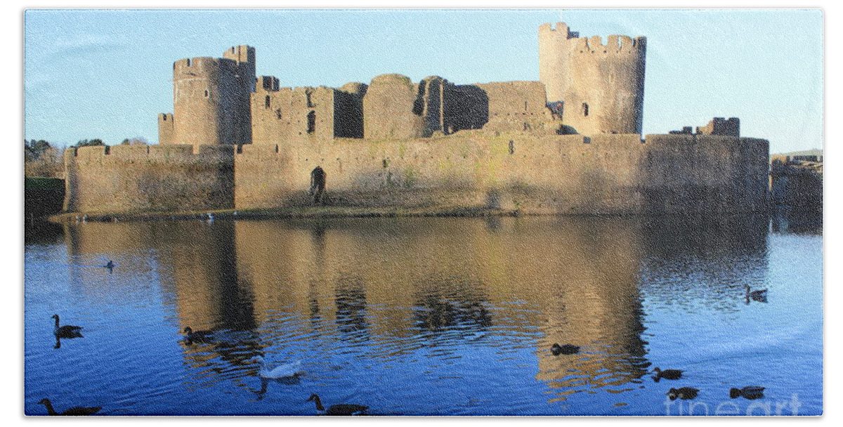 As Is Beach Sheet featuring the photograph Caerphilly Castle by Vicki Spindler