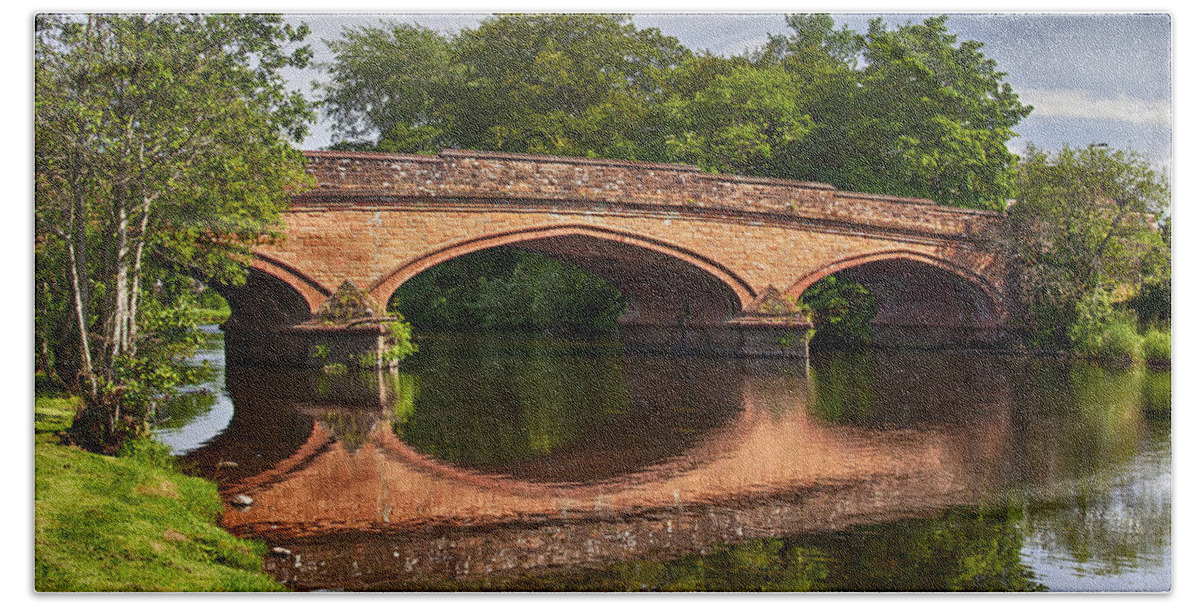 U.k Beach Towel featuring the photograph Callander red brick bridge by Sophie McAulay